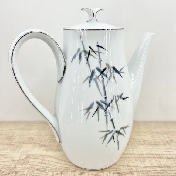 Noritake VINTAGE 50s Japanese Porcelain Bamboo Coffee Pot Handpainted Bamboo B12 - Picture 3 of 12